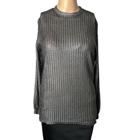 NWT vtg sweater,PTP 17”  to 19”
Metallic,shiny,sheer,renaissance,goth,witchy,EC - Picture 6 of 13